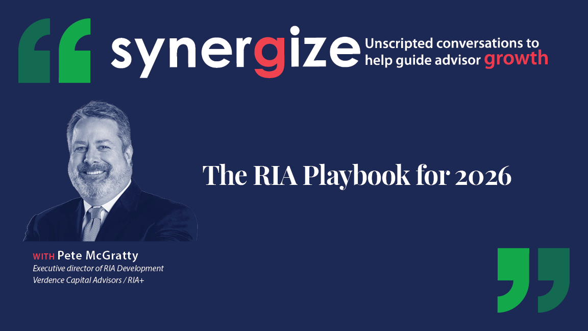 Synergize Podcast Card with Pete McGratty's headshot